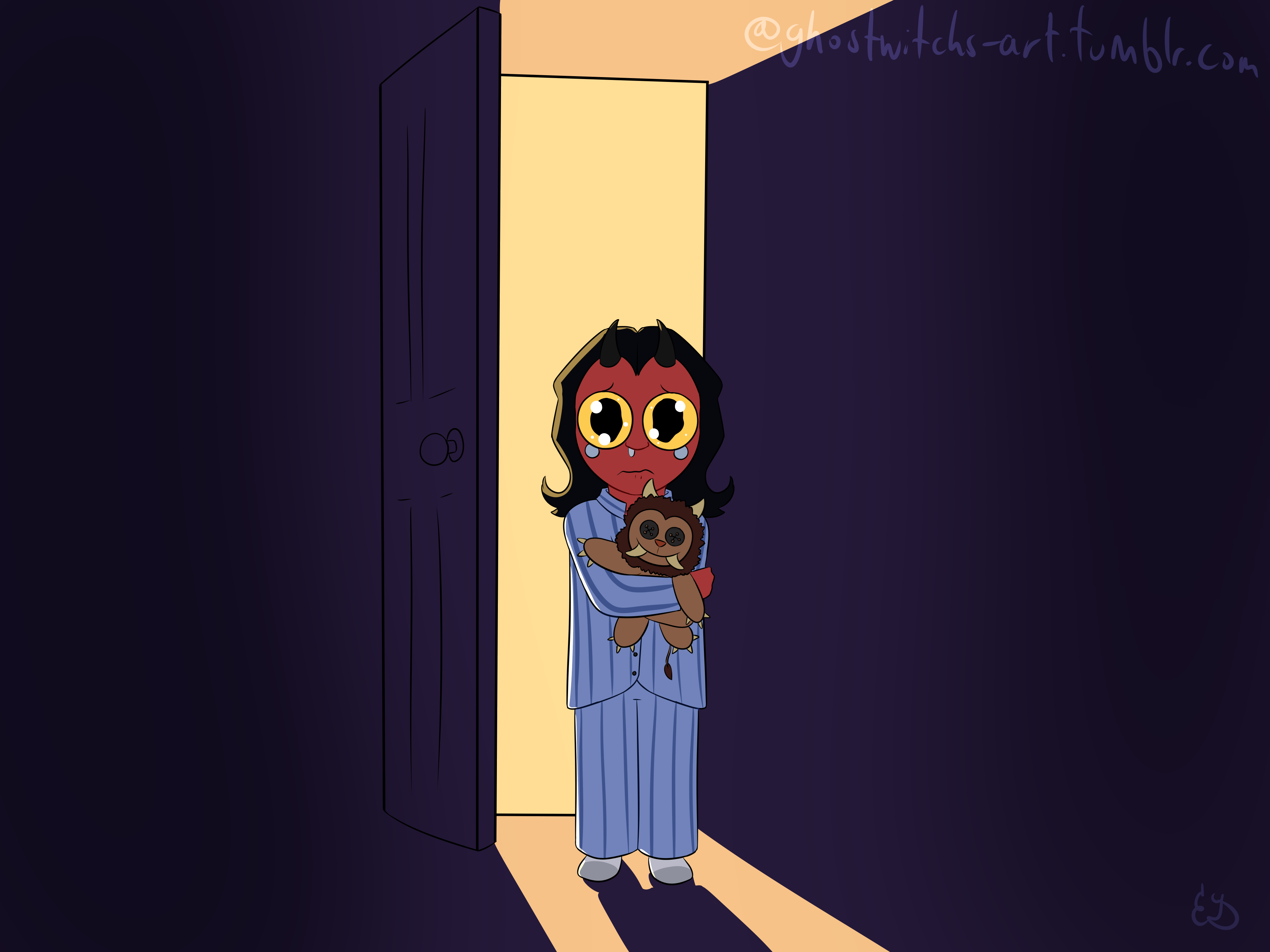 The camera cuts to Edith standing in the doorway. She is a young child, and appears to be crying.